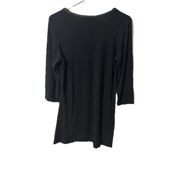 From the Heart Black with Scarf Artistic Ornate Pattern Tunic Blouse Size Large - Picture 4 of 5